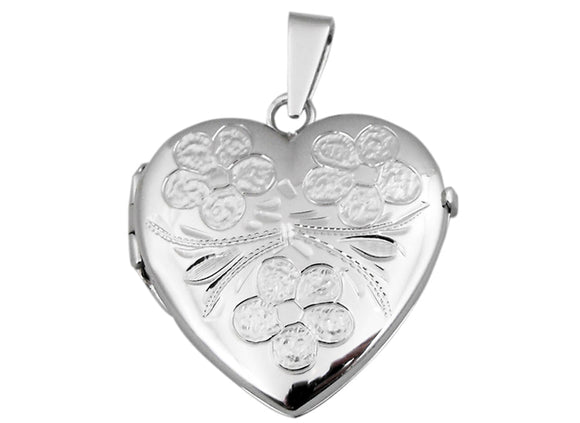 925 Engraved Heart Locket 25mm