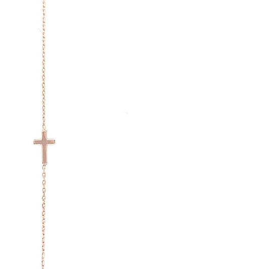 9k RG Italian Diamond Cut Trace Chain 1.1mm wide 19cm with Cross. Approx 1.15g