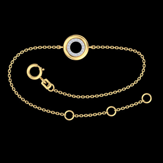 9k 2T Dia Circle Bracelet