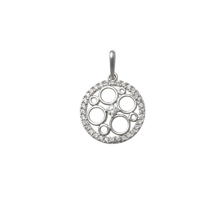18k WG Circle Pendant set with CZ's 12mm