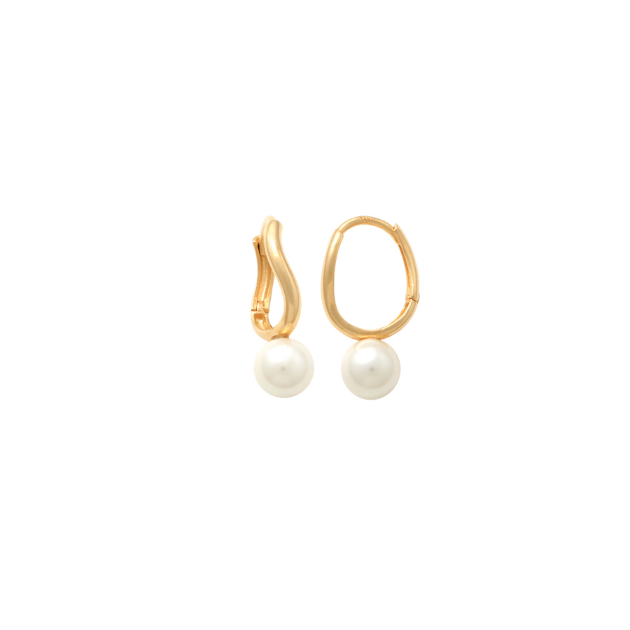 9k YG 6mm FWP Oval Huggie Earring. 12mm x 7mm
