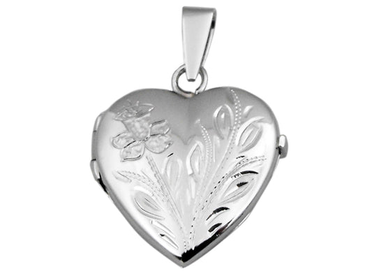 925 Engraved Heart Locket 20mm