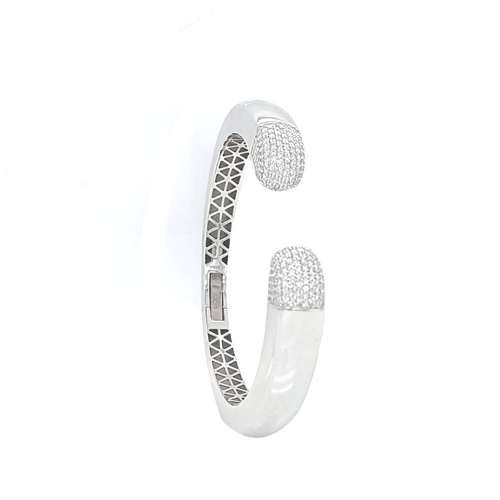 9k WG Hinged Diamond Cuff Bangle