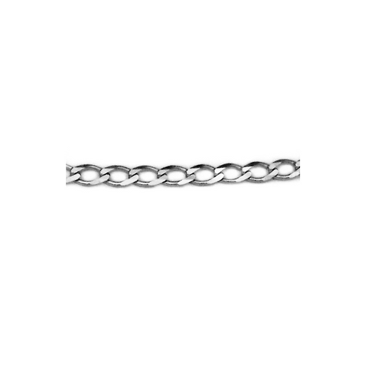 9k WG Italian Solid Flat Curb Chain 4mm wide (priced per gram)