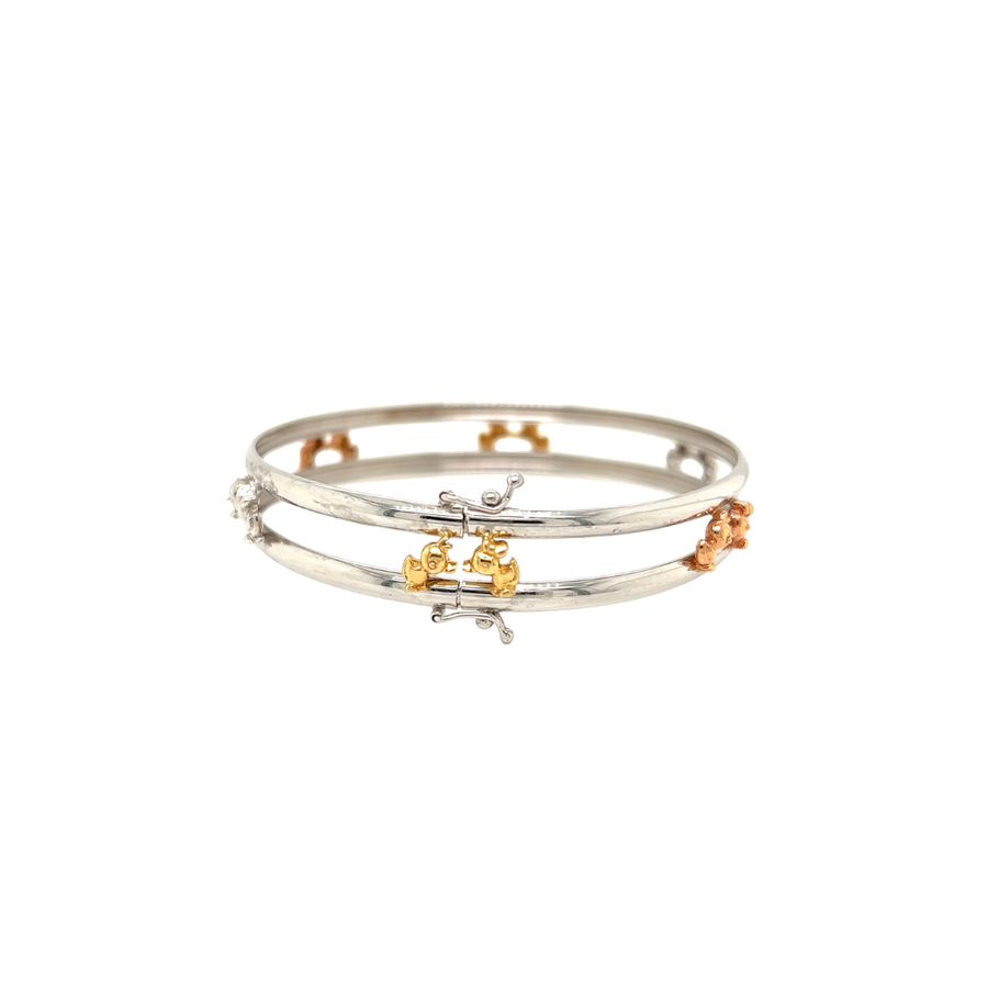 18K 3T  duck bangle with figure 8 clasp