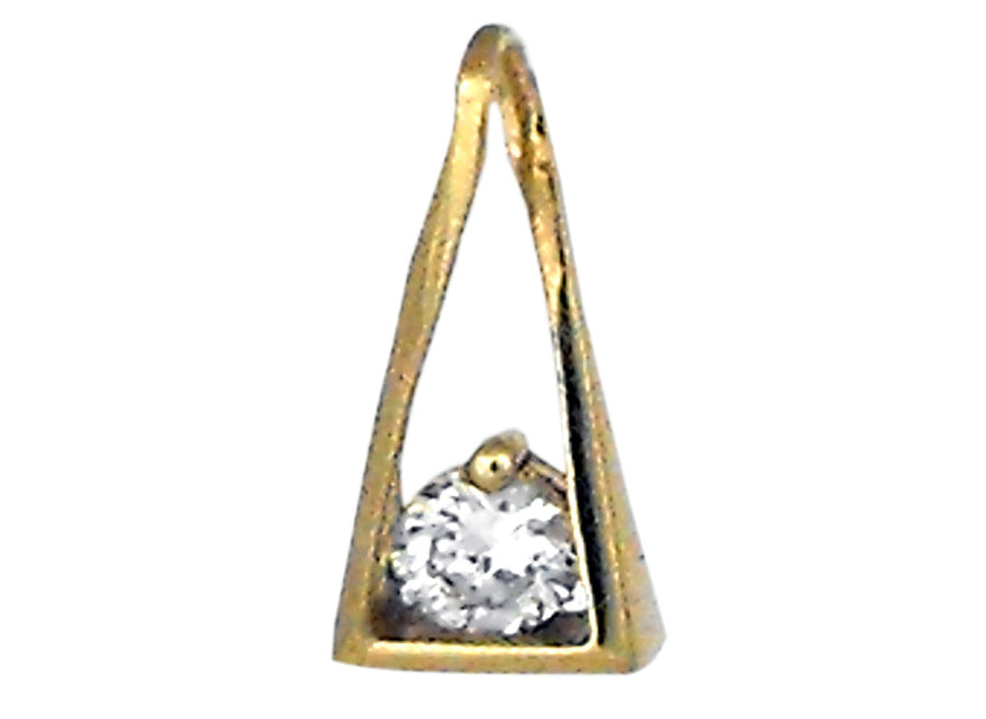 18k YG Triangular Pnd set with CZ's 14x6mm