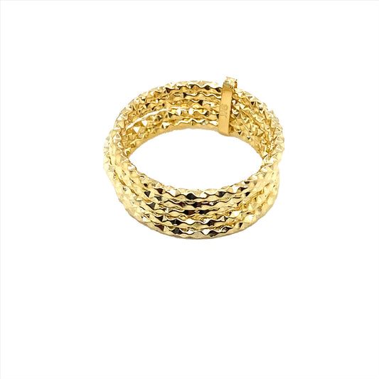 9k YG Faceted 5-Stacker Ring with Polished Joiner 7 mm.