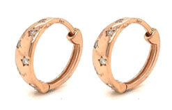 9k RG Diamond Dome Huggie Earrings 12mm Diameter, set with 12D = 0.12ct