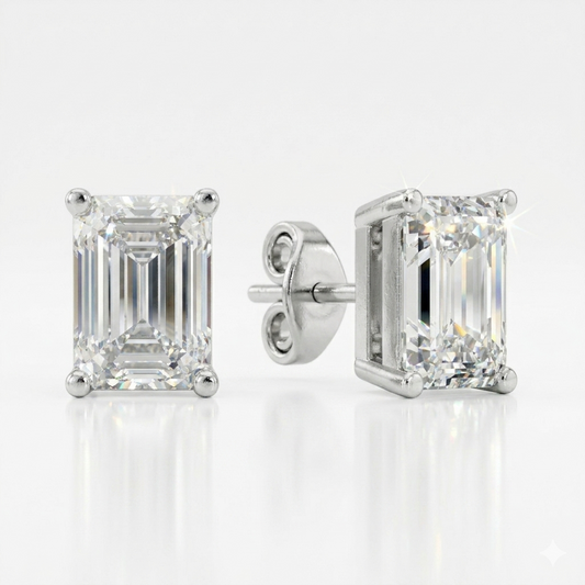 Lab Diamond Emerald Cut Studs (2D = 2.19ct)