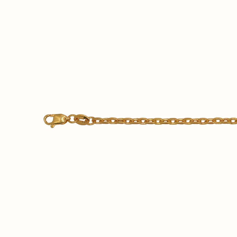 9k YG Hollow Diamond Cut Cable Chain 2.15mm wide 45cm (O ring at 42cm). Approx 3.66g