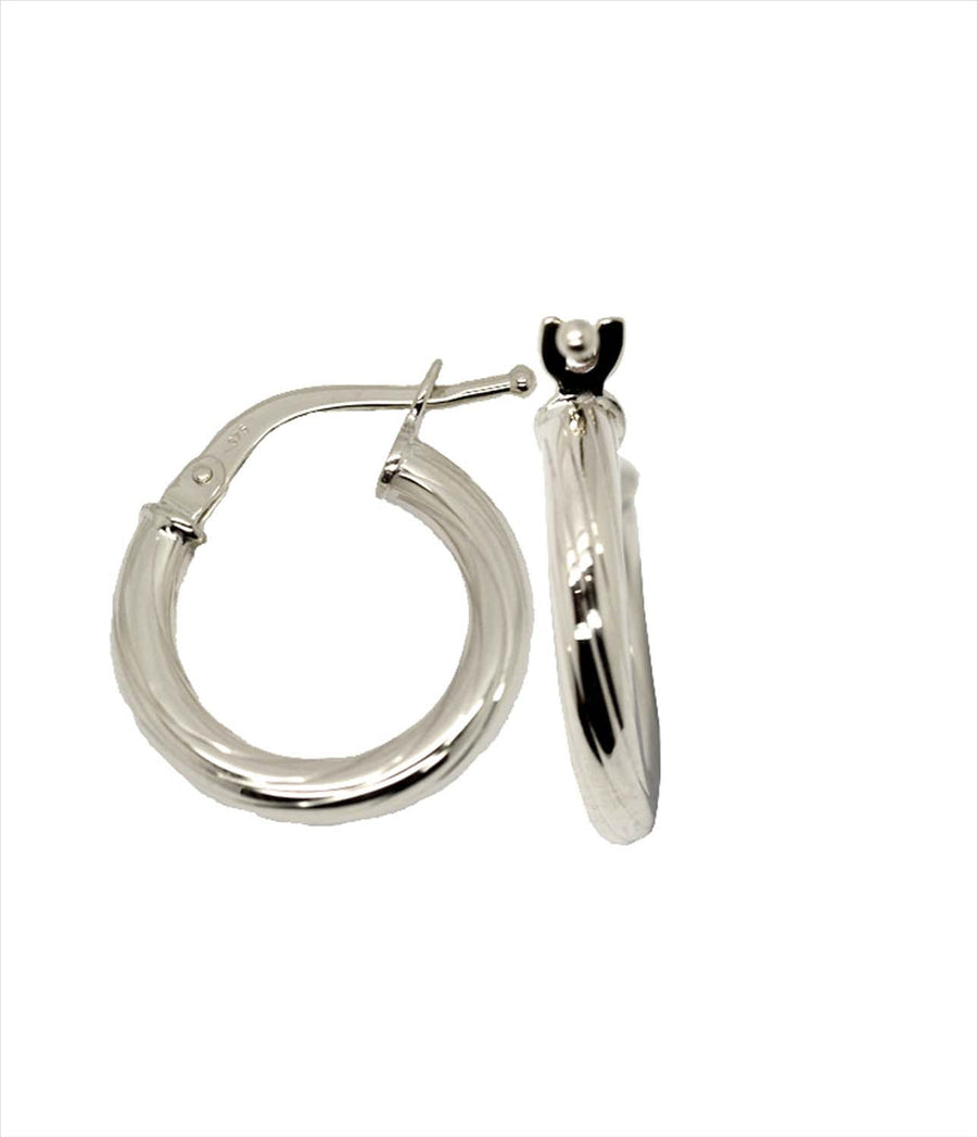 9k WG Round Hoop Earrings 10mm Diameter. Round Lined Tube 2.5mm Wide