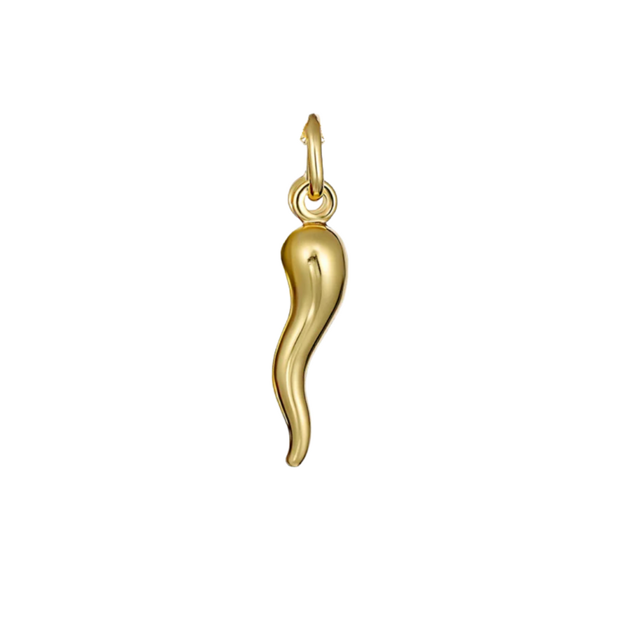 18k YG Hollow Large Corno Horn Pendant 22mm