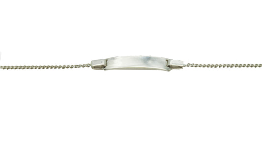 9k WG Italian Solid Curb ID Bracelet 1.4mm wide 17cm . O-Ring at 15cm Approx 1.9g