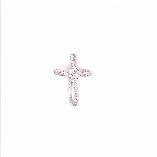 9k WG Twist CZ Cross 19x14mm