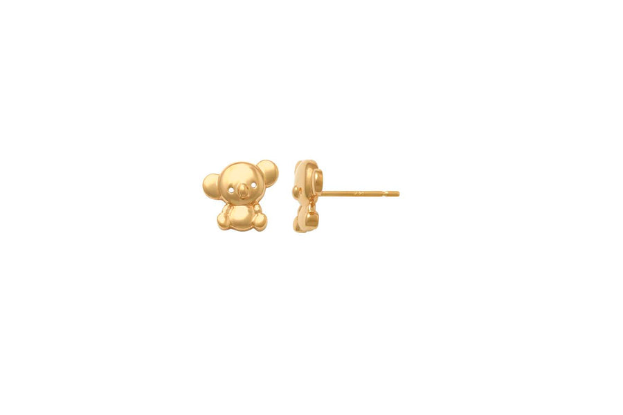 9k YG Koala Stud Earrings 8x8mm