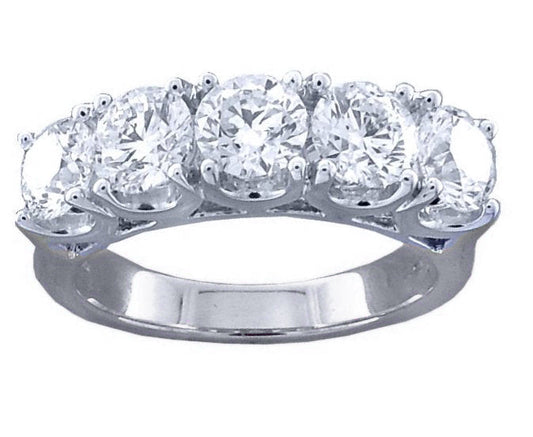 Platinum Diamond Dress Ring with 5 brilliant cut diamonds. 5D=2.56ct.
