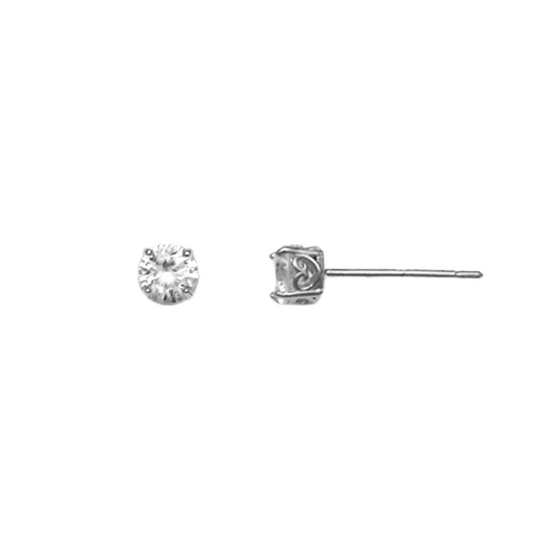 WG CZ 4 Claw Brilliant Cut Stud Earrings