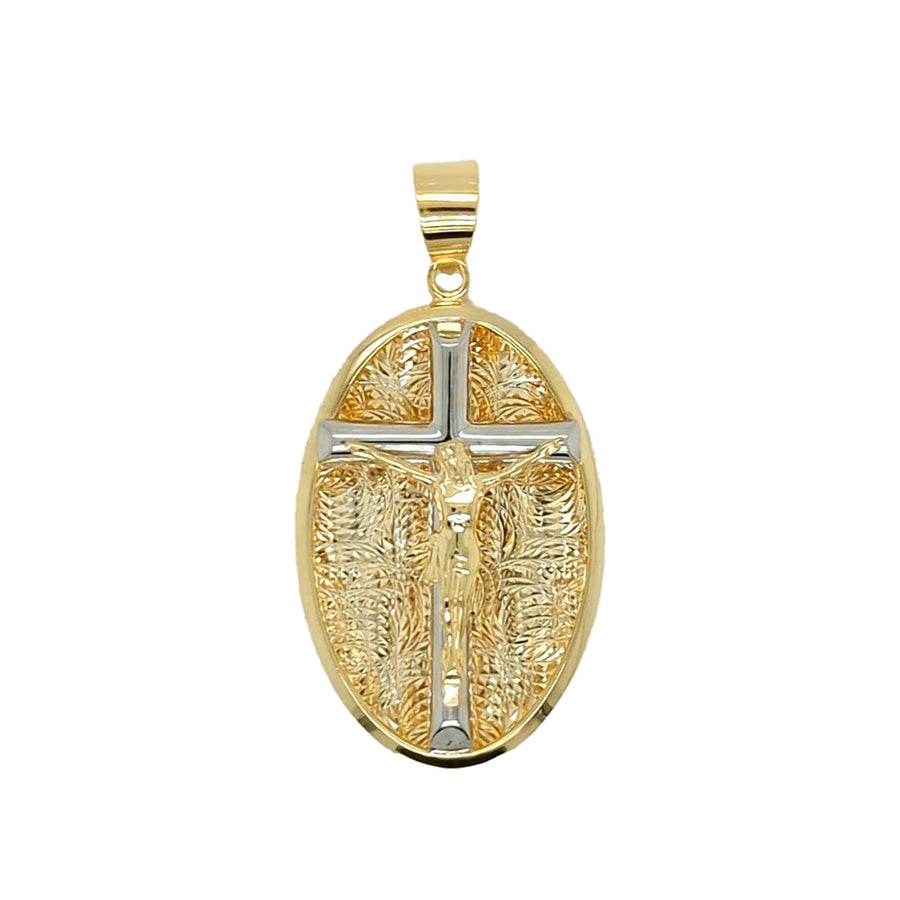 9k 2T Oval Crucifixion Medallion 30x20mm