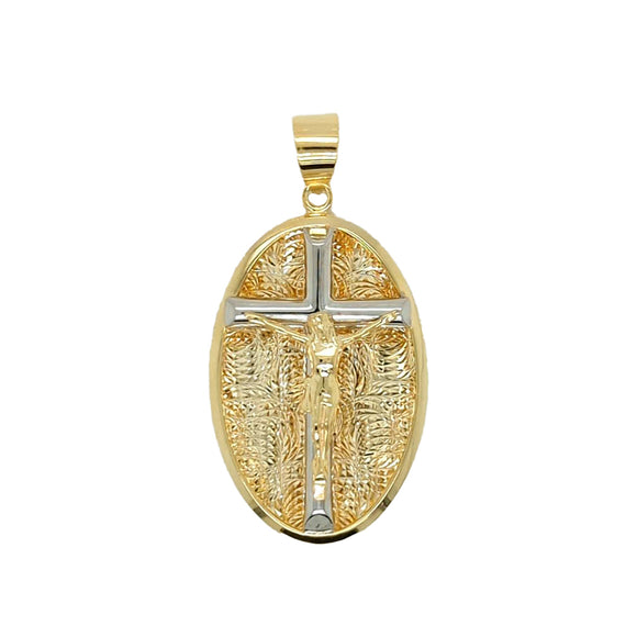 9k 2T Oval Crucifixion Medallion