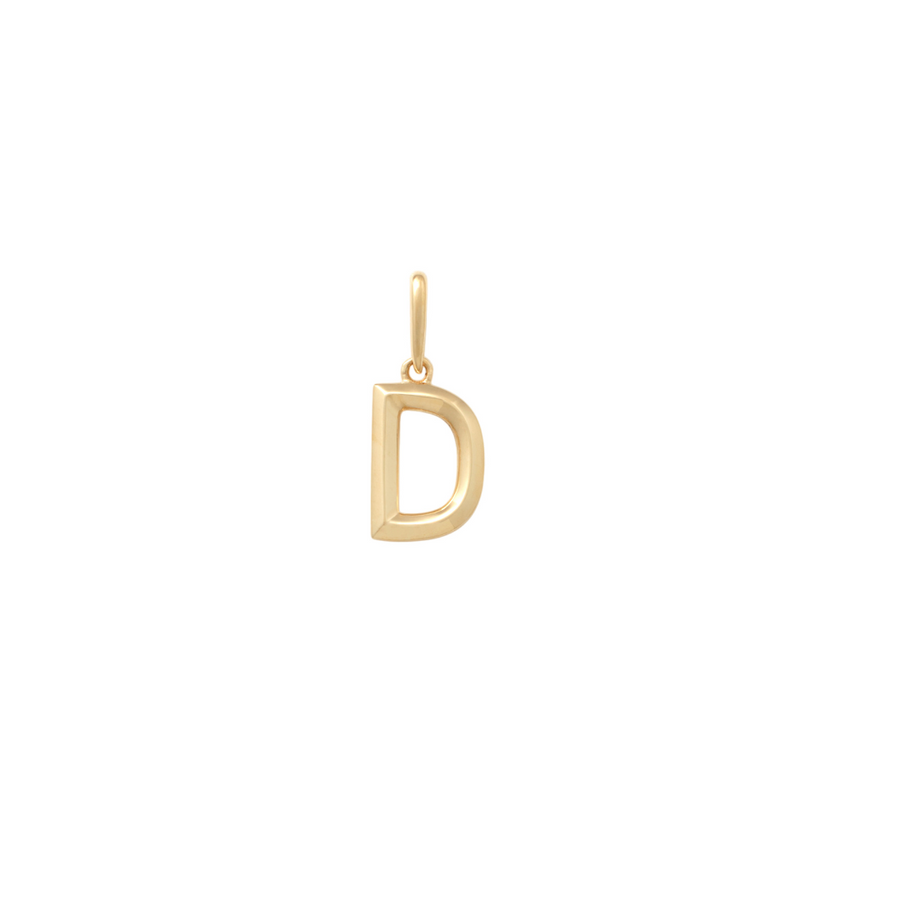 9k YG Block Letter D Pendant. 10.9mm