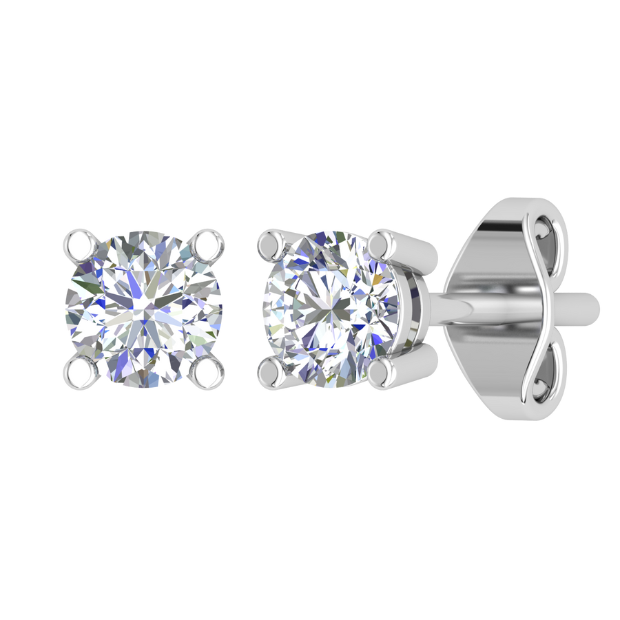 18k WG Lab Diamond 4 Claw Stud Earrings 2D=0.50ct Premium E-F / VS. Push Back Butterfly