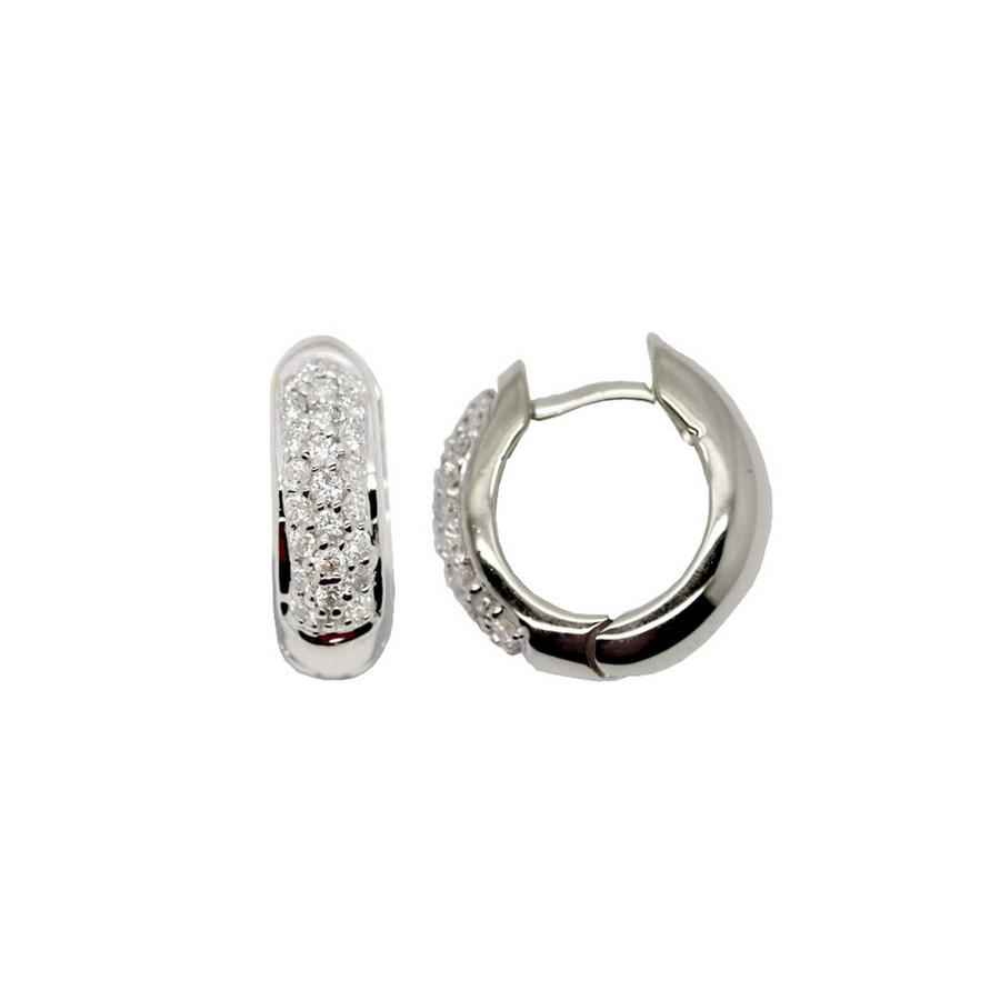 9k WG Diamond Round Huggie Earrings 48D=0.42ct 15mm Diameter. 4.9mm Wide
