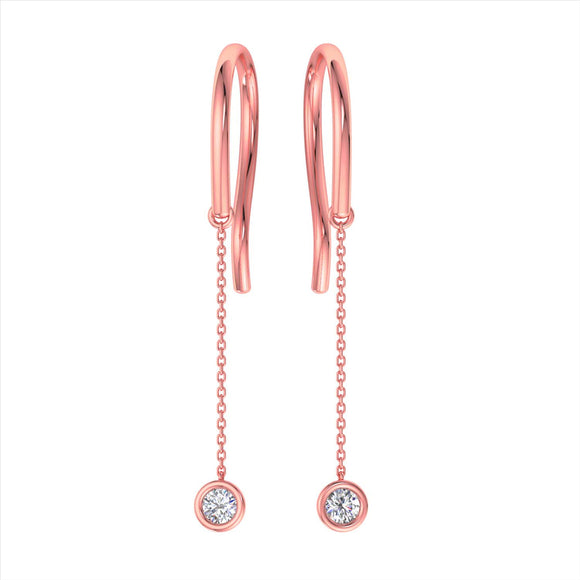 9k RG Diamond Drop Shepherd Hook Earrings 2D =0.24ct