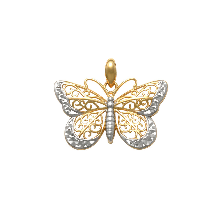 9k 2T Butterfly Pendant 14mm x 22mm