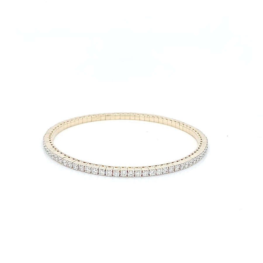 9k YG Expandable Diamond Tennis Bracelet, 86D = approx.2.7ct, SI1 G. 60mm