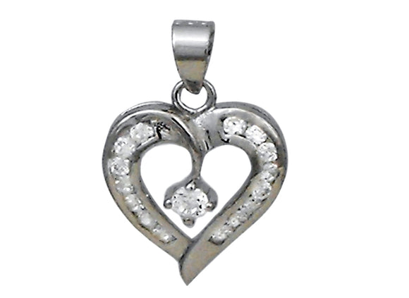 925 Heart Pendant with CZs