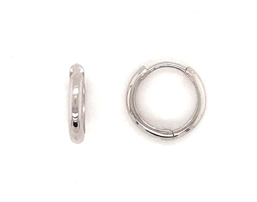 9k WG Round Huggie Earrings 8mm Diameter. 2mm Wide