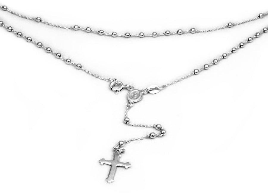 925 Italian Rosary Bead Chain  with Trace Link  Ball Diameter = 2.6mm  50+10cm.