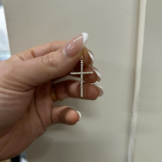 Yellow CZ Cross 28x16mm