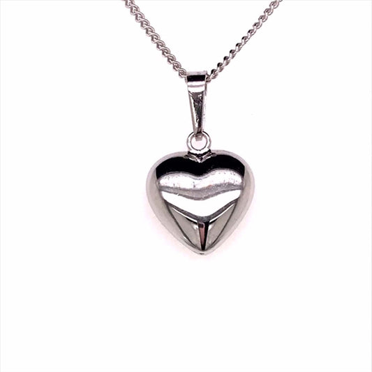 9k WG Hollow Heart Pendant 9mm