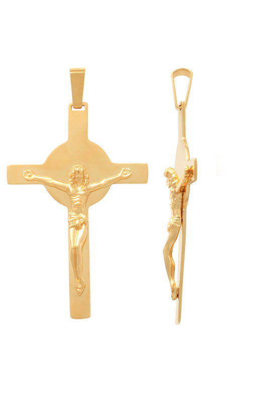 18k YG Crucfixion with no writing on circle of cross.
Approx weight: 11.0g
