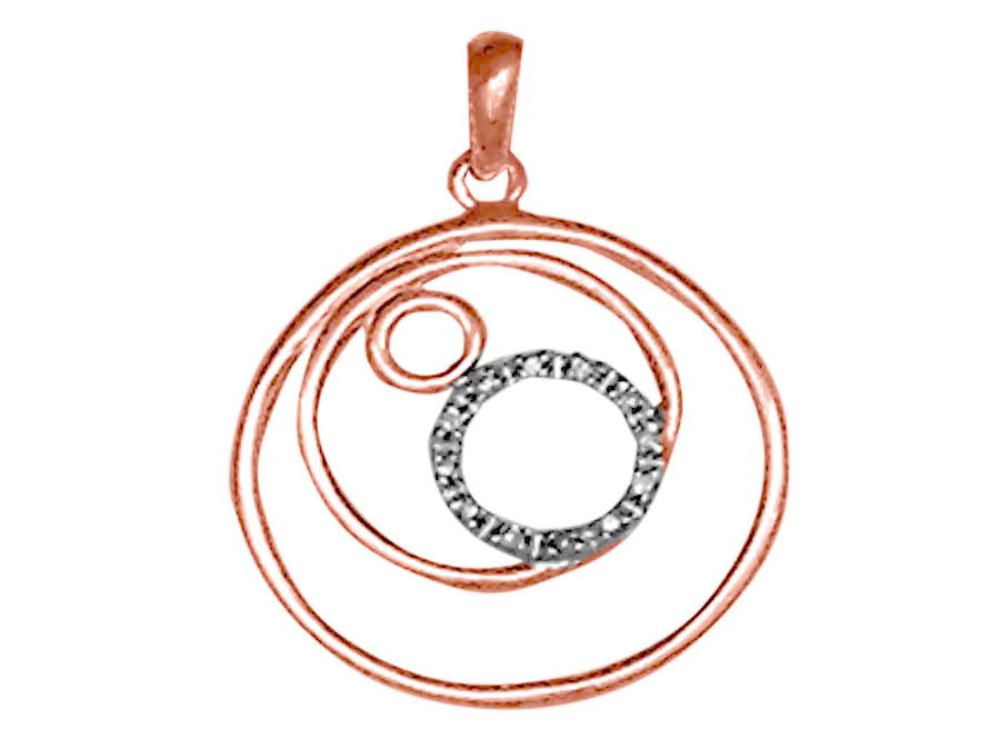9k RG Diamond Circle Pendant 12D=0.06ct Grain Set . Meas. 20mm