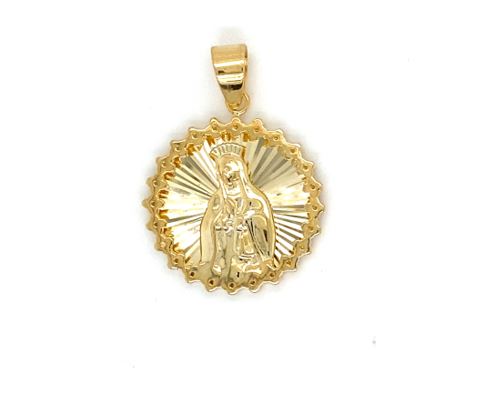 9k YG Miraculous Madonna Radiant Medallion 22mm