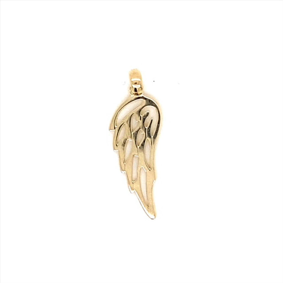 9k YG Angel Wing Pendant 18mm x 8mm