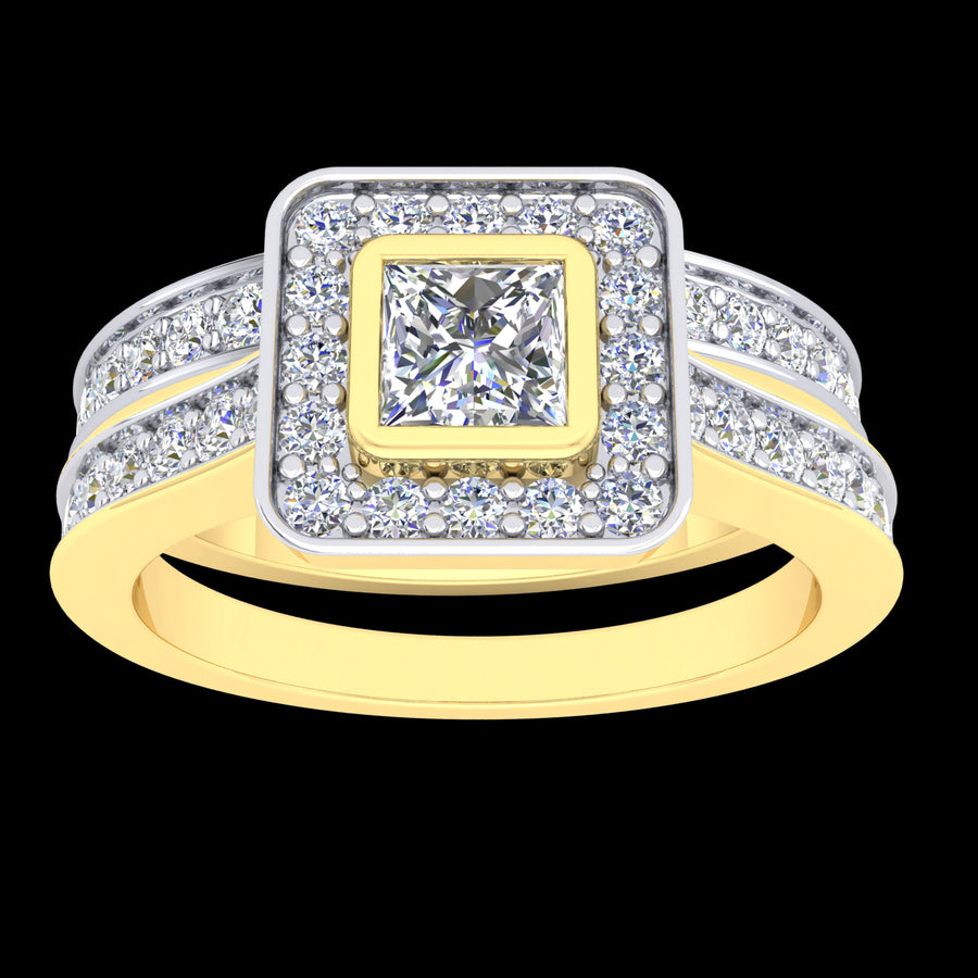 9k YG Diamond Engagement Ring Set...(YG Band with WG Settings)..Engagement Ring 1PR=0.20ct & 30D=0.29ct....Wedding Band 17D=0.16ct ( YG Band with WG Settings..Total Diamond weight: 0.65ct