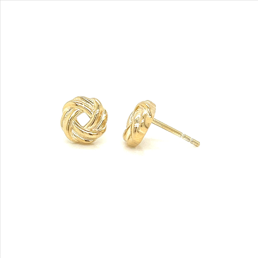 9k YG Knot Stud Earrings 9mm
