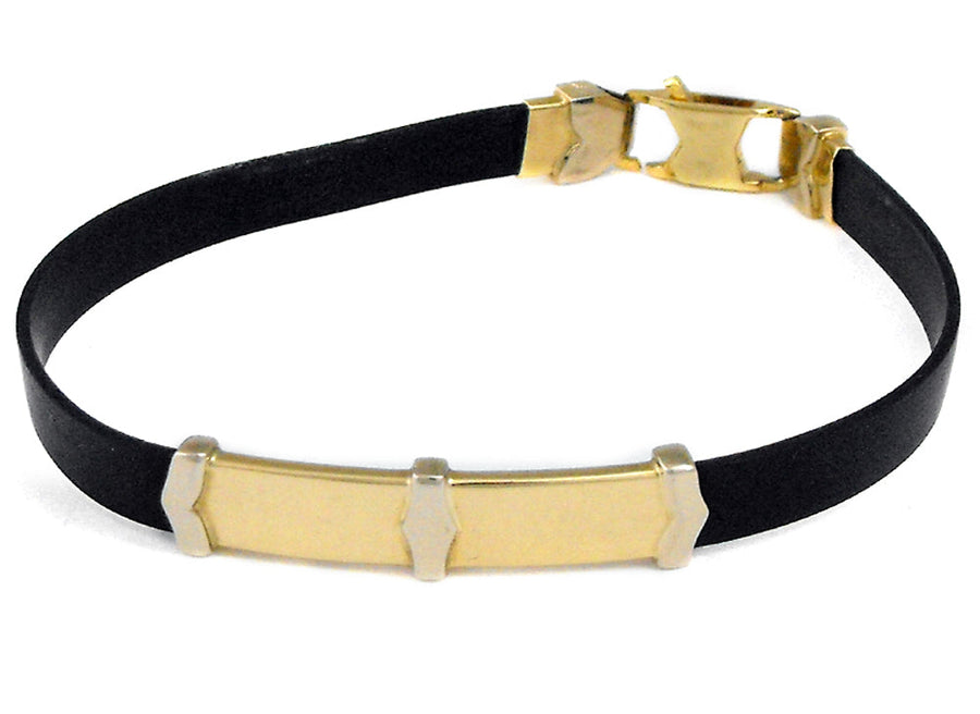 18k YG & Rubber Bracelet.13.3g