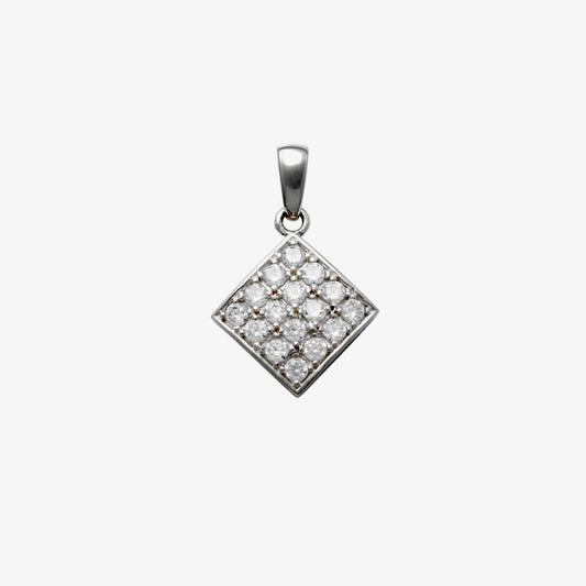 18k WG Diamond Shape Pendant set with CZ's 12mm