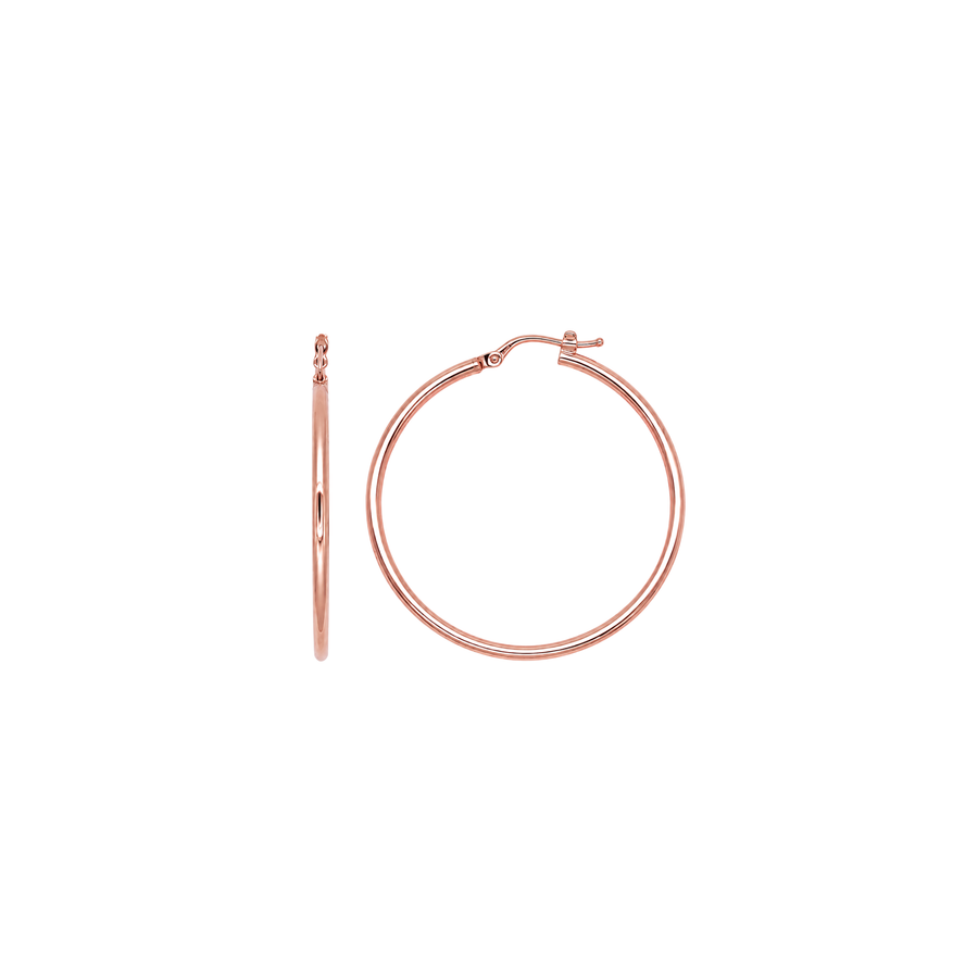 9k RG Round Hoop Earrings 30mm Diameter. Round Tube 1.8mm Wide