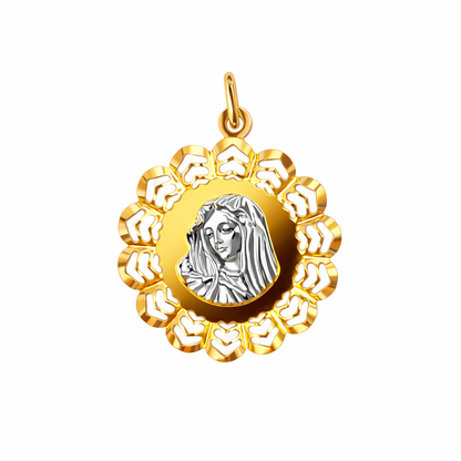 18k 2T Italian Madonna Pendant 22mm (priced per gram)