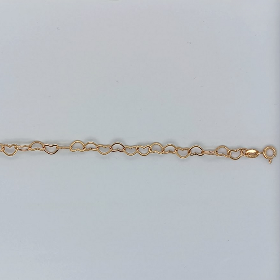 18k YG Heart Bracelet 4.4mm wide 40cm. Approx 3.13g