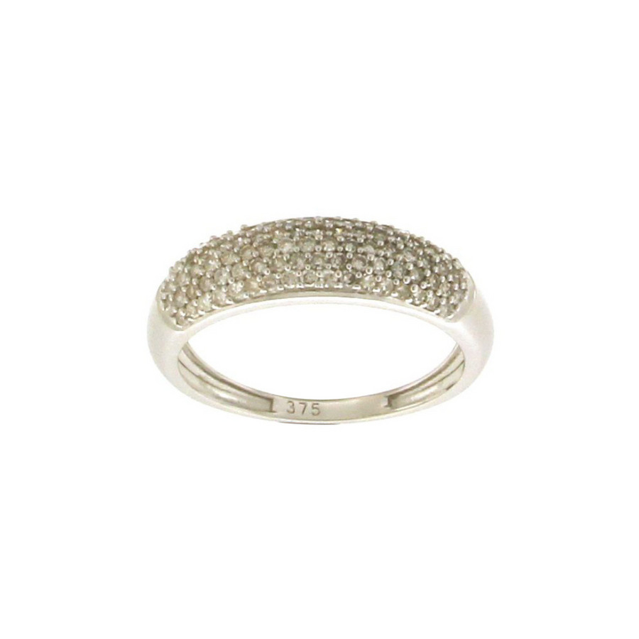 9k WG Diamond Ring  87D=0.40ct Size M