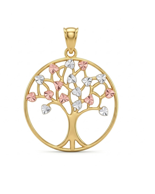 9k 3T Tree of Life Pendant 25mm