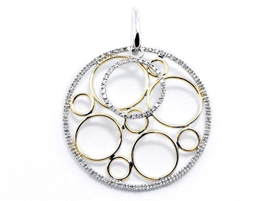 9k 2T Diamond Circle Pendant 100D=0.33ct Grain Set . Meas. 30mm