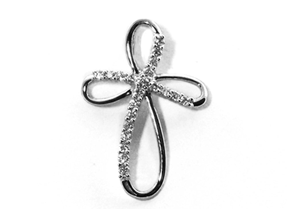 WG Diamond Cross Pendant 21D=0.25ct. 25x18mm.