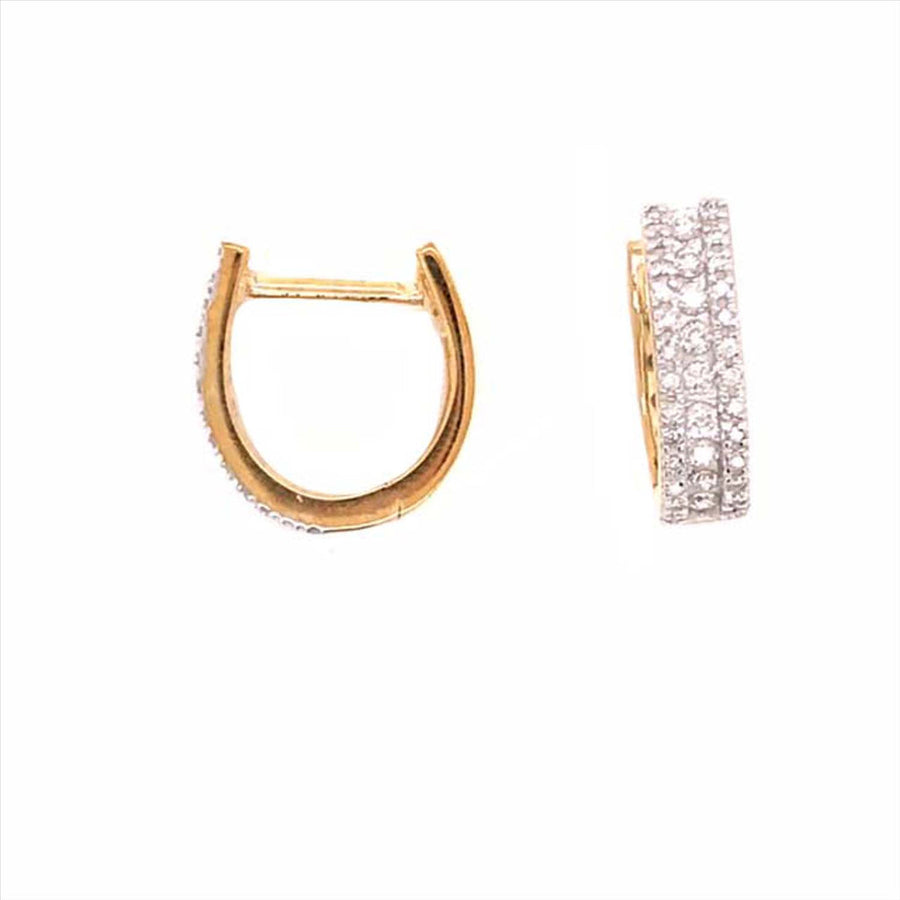 9k YG Diamond U-Shaped Huggie Earrings with 74D-0.44ct. 13x10mm